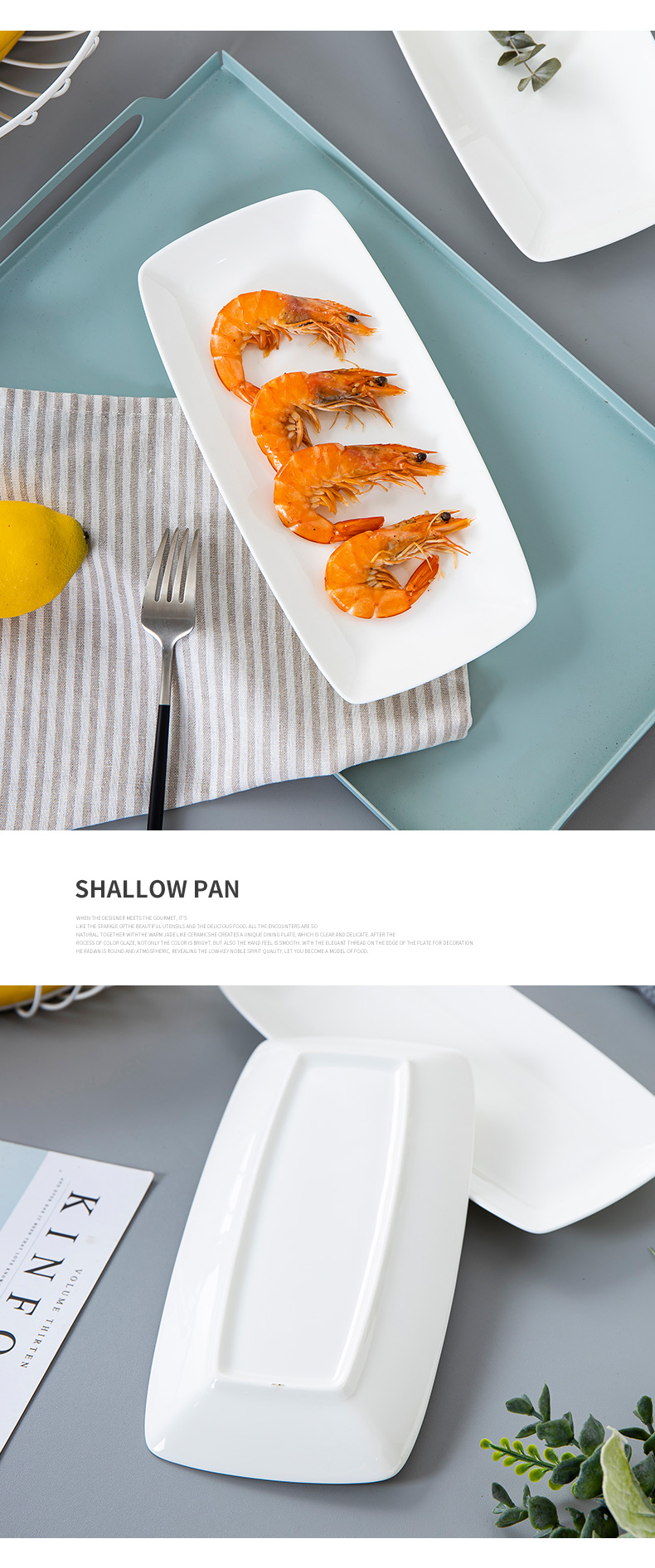 White ipads China dishes creative household ceramics Japanese rectangle plate ins wind plate tableware sushi fish dish