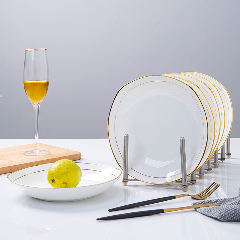 Up Phnom penh son ipads porcelain dish plate household creative jingdezhen ceramic tableware square salad deep dish cooking soup plate