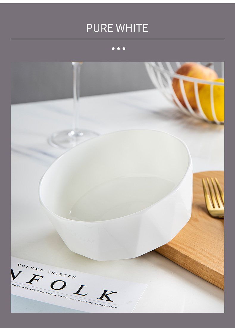 Nordic pure white ipads bowls disc suit light key-2 luxury contracted jingdezhen ceramic anise tableware suit household bowl of rice bowl