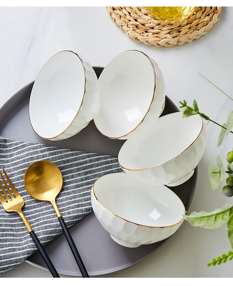 Eat rice bowls rainbow such use large soup bowl jingdezhen ceramic tableware pure white up phnom penh crystal bowl