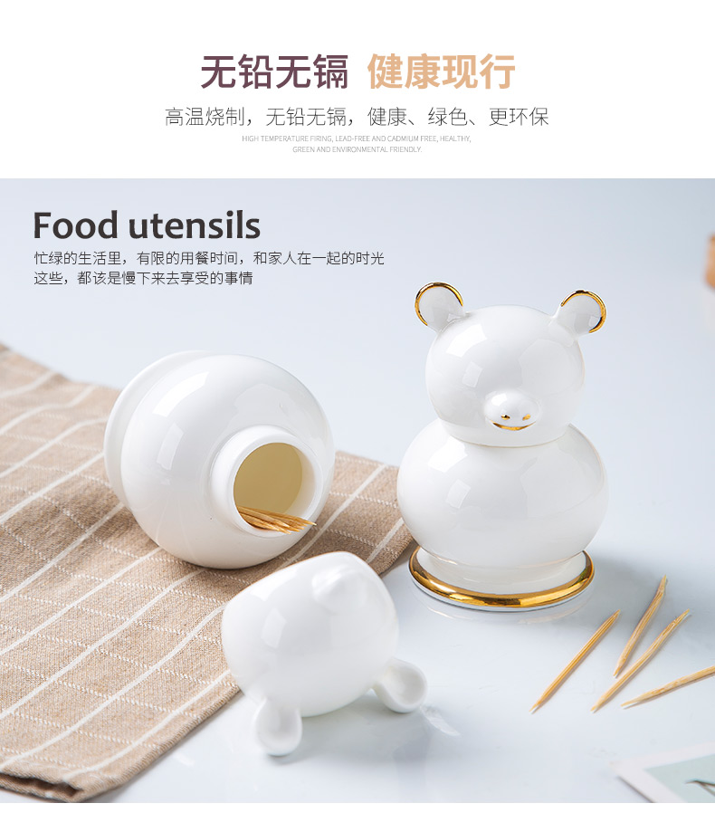 Home restaurant ipads porcelain tooth extinguishers pure creative fashion up phnom penh ceramic toothpick/toothpick box bear a toothpick