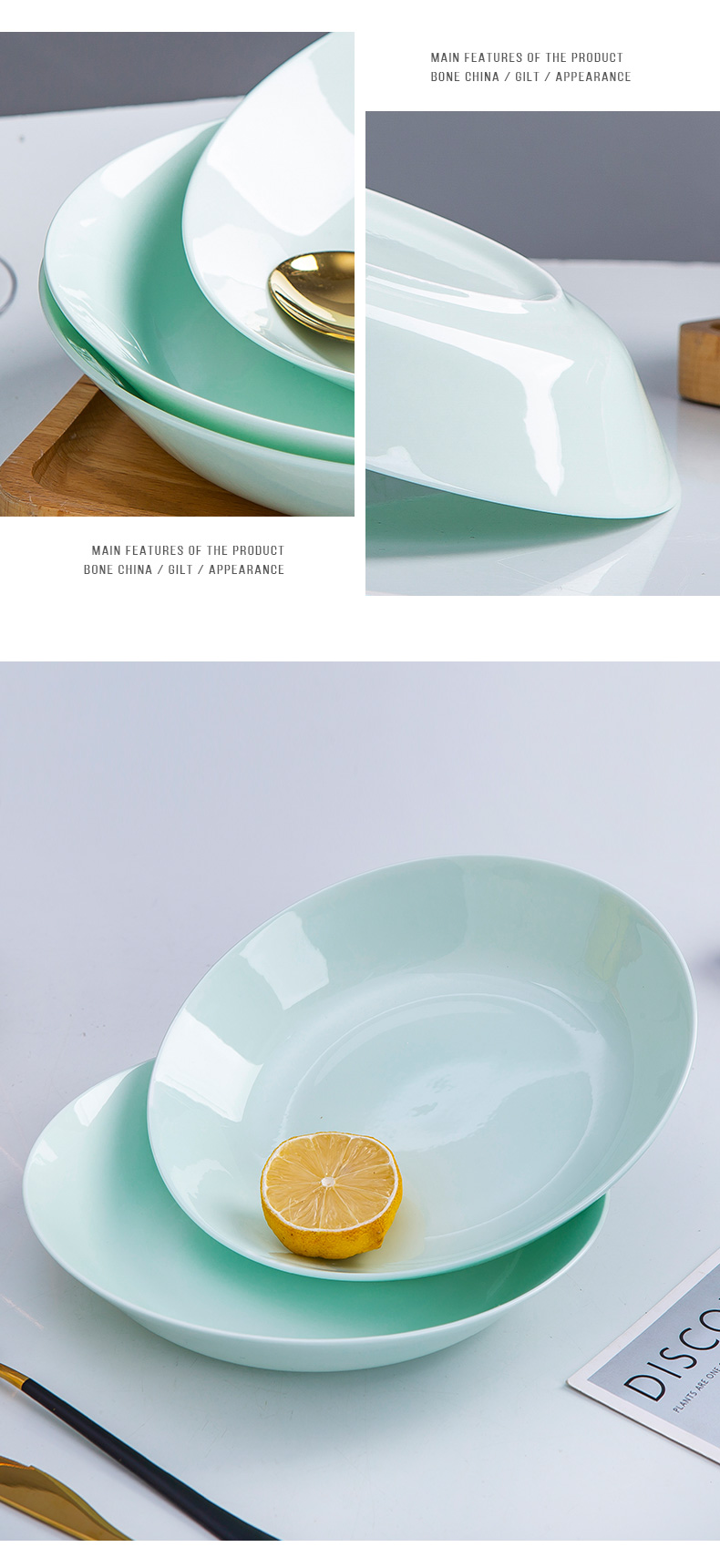 Ipads China tableware disc household ceramic deep dish sets can be microwave food dish FanPan creative web celebrity celadon dishes