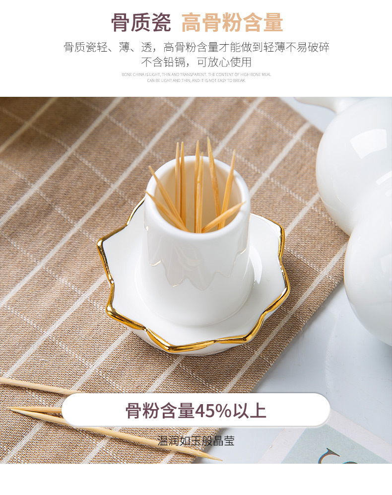 Home restaurant ceramic toothpicks extinguishers pure white fashion up phnom penh ipads porcelain tooth sign/toothpick box of creative gourd toothpicks