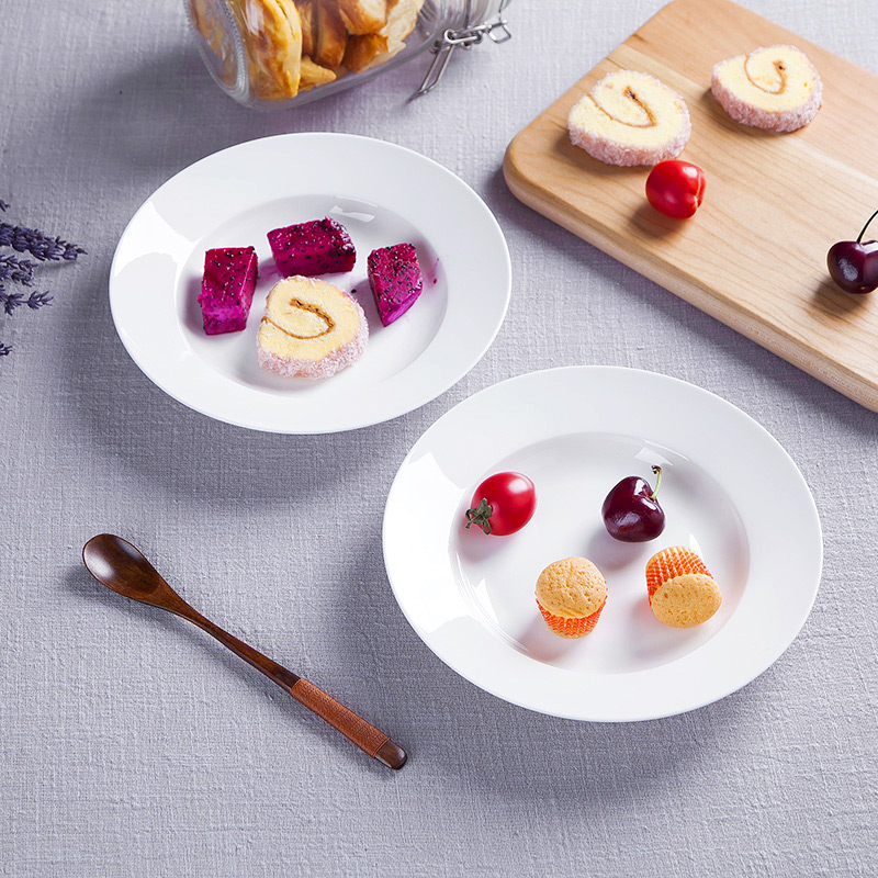 A single pure white ipads soup plate jingdezhen ceramic disc white porcelain tableware deep dish creative dishes 8 inches 0