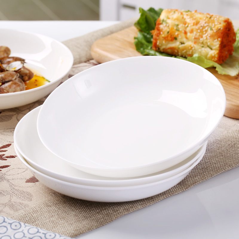 Jingdezhen porcelain ipads plate ceramic household dish dish soup plate disc creative dish household pure white FanPan