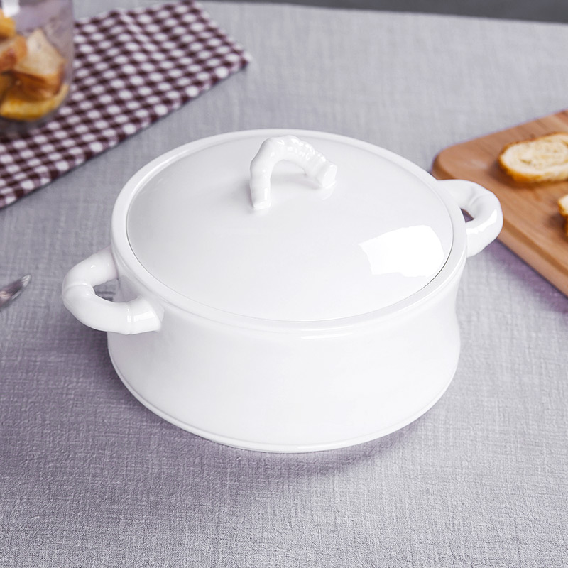 Ipads China jingdezhen ceramic white ribbon soup pot cover large household pot soup basin healthy environmental protection
