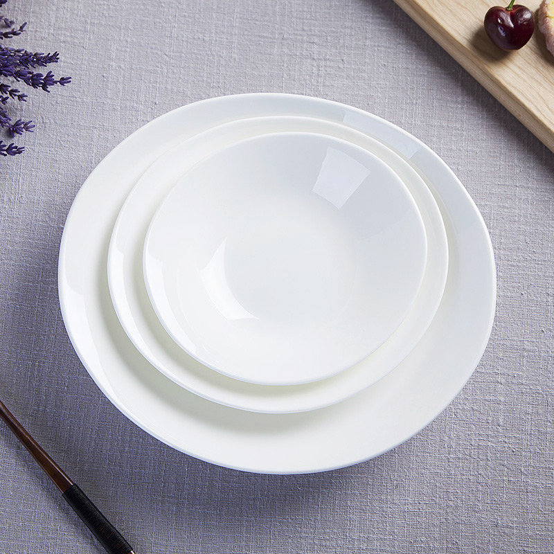 Jingdezhen ceramic dish dish dish home hotel pure white ipads China tableware salad fruit bowl creative elliptic shape plate