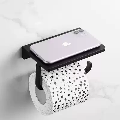 Cosmetic room tissue box Black punch-free space aluminum tissue rack toilet toilet paper roll toilet paper holder toilet paper holder toilet paper holder