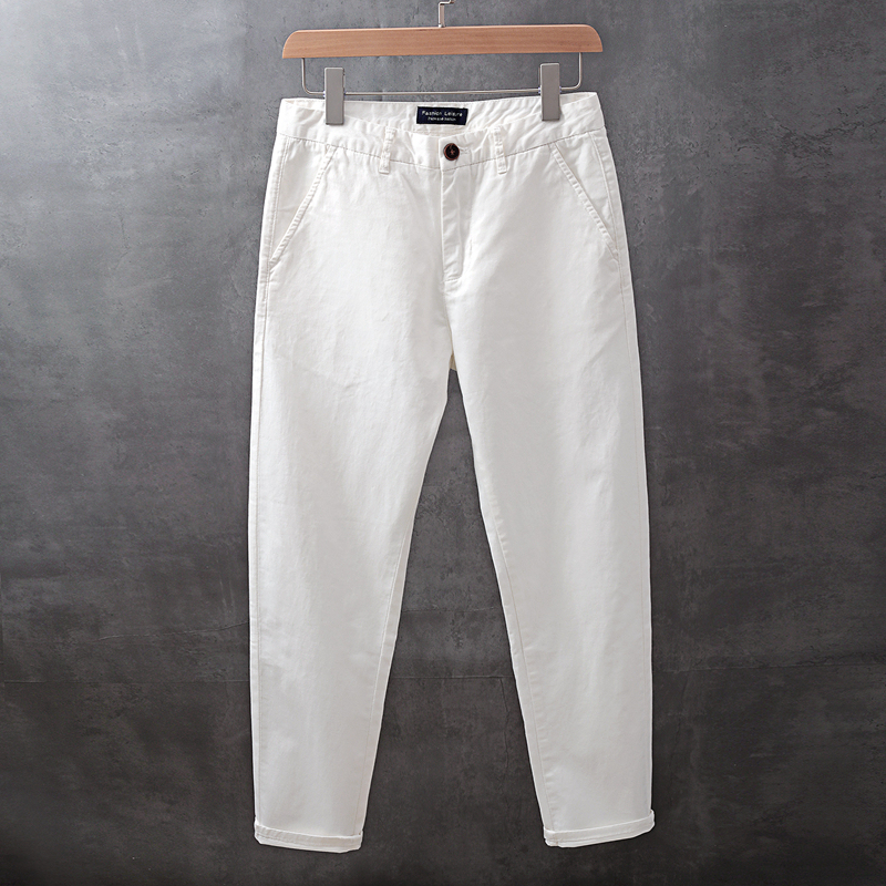Spring and Summer New 2025 Young Men's Casual Pants White Japanese Style Simple Versatile Slim Straight Thin Long Pants