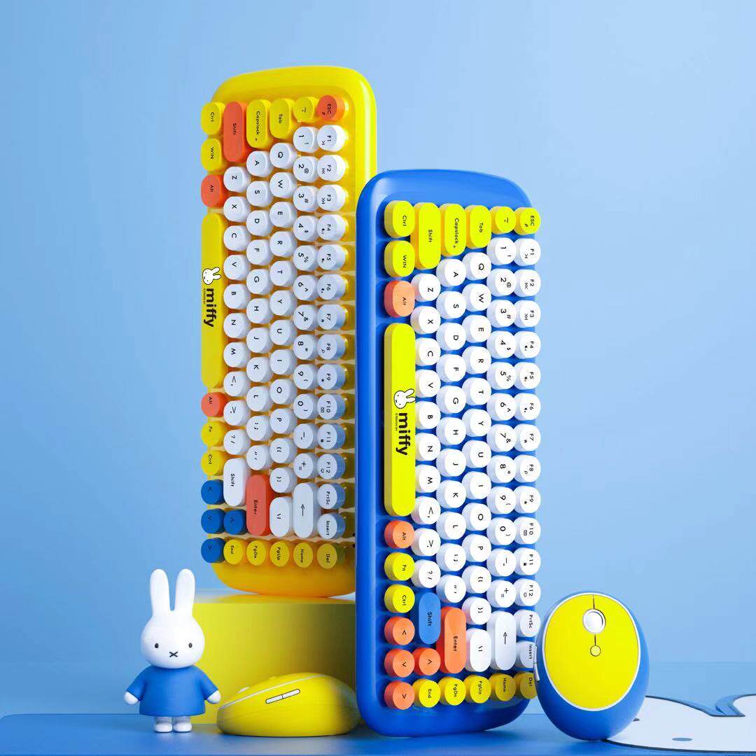 miffy Miffy fun wireless keyboard and mouse set creative cartoon computer bluetooth mechanical keyboard mipow
