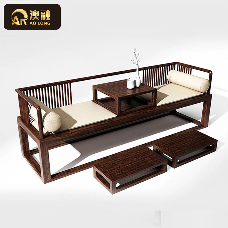 New Chinese style Bed With Three Sets Mix Solid Wood Sofa Brief Modern White Waxy Wood Bed and Atmospheric Imitation