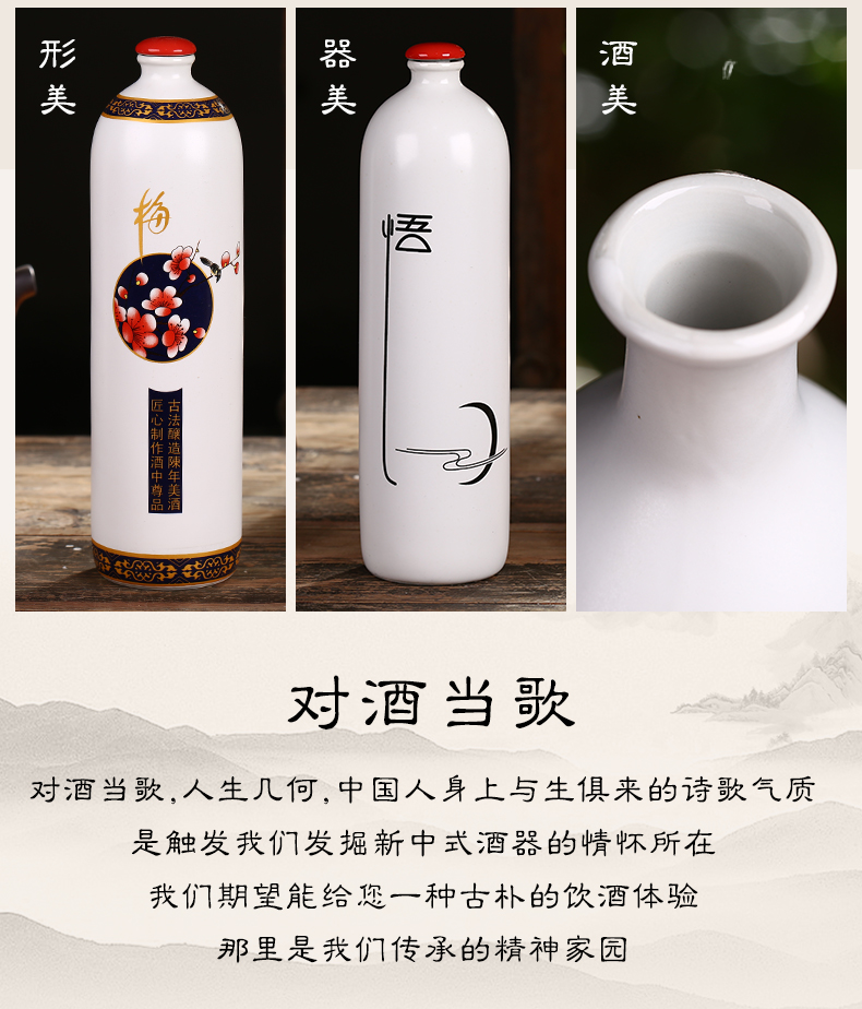 Jingdezhen ceramic bottle is empty bottle 1 catty creative hip flask furnishing articles contracted seal wine wine wine