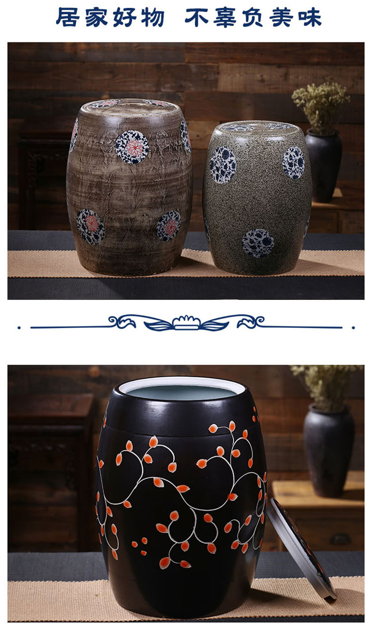 Jingdezhen ceramic barrel ricer box with a lid archaize of household barrel storage tank tea cake cylinder 20 jins 30 jins 50 pounds