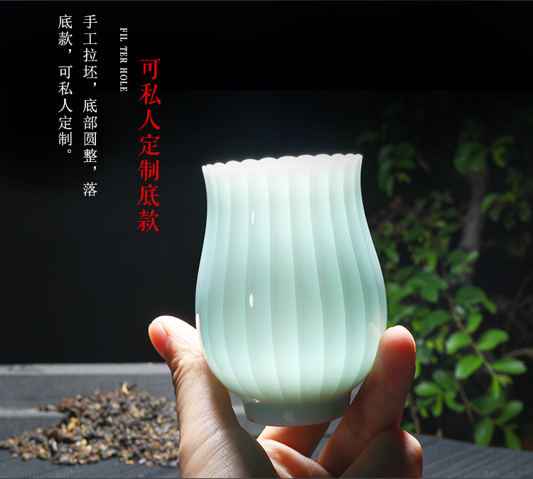 Checking pottery master cup of jingdezhen ceramic cups shadow blue glaze sample tea cup single cup cup contracted a cup of tea