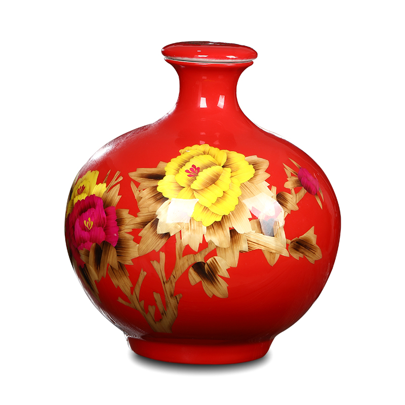 Jingdezhen ceramic bottle Chinese red wine jar straw jars small expressions using it household seal it 50 pounds