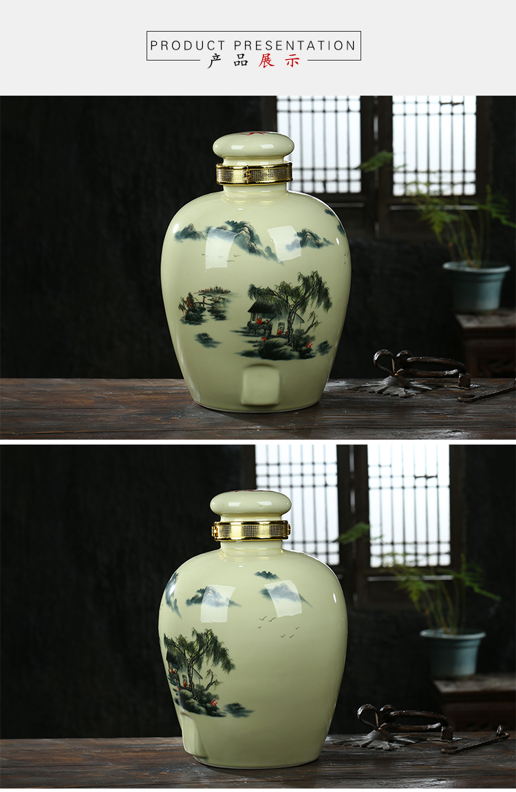 Jingdezhen ceramic jar 10 jins jars with leading 20 jins wine - making it household hip it 30 kg