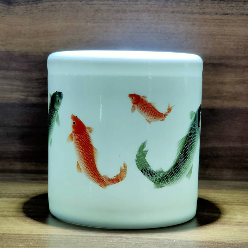 Jingdezhen porcelain brush pot study stationery large brush pot promotional price point peach blossom put water brush pot