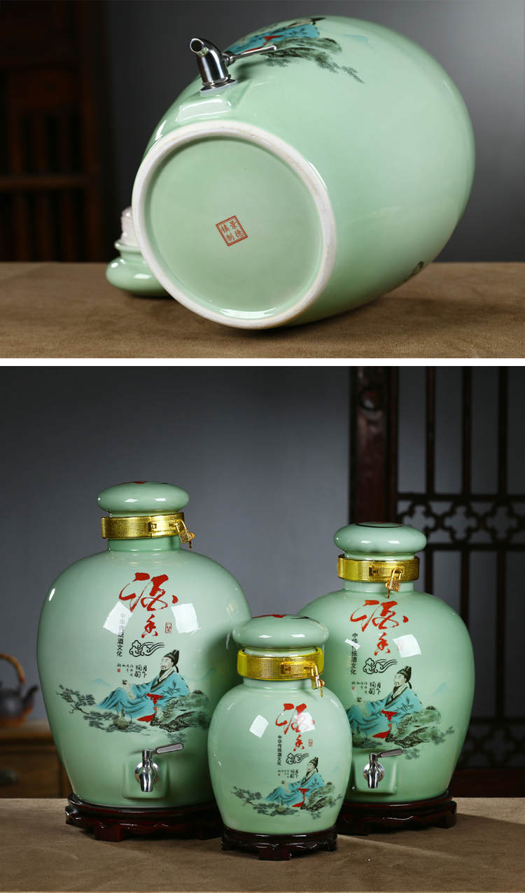 Jingdezhen ceramic altar wine jar mercifully jars seal cylinder household hip belt leading 5 jins of 10 jins 30 kg