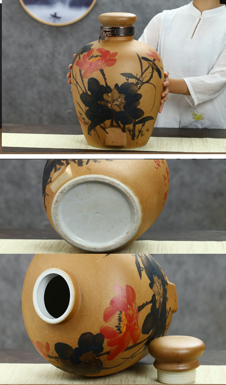 Jingdezhen ceramic jar hand - made mercifully jars brew cylinder grinding glaze 10 jins 20 jins 50 kg bottle wine pot