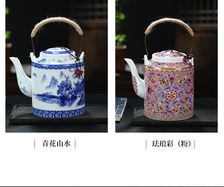 Old girder pot of ceramic pot of large capacity summer cool Chinese jingdezhen blue and white teapot single kettle pot of household