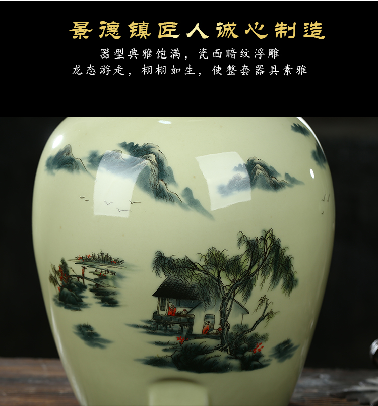 Jingdezhen ceramic jar 10 jins jars with leading 20 jins wine - making it household hip it 30 kg