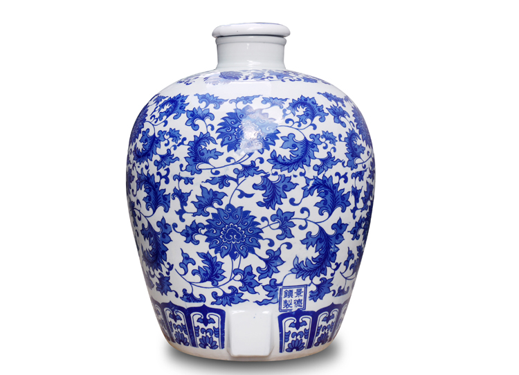 Jingdezhen ceramic jars hip brew cylinder big blue seal bottle mercifully jars with leading 50 pounds