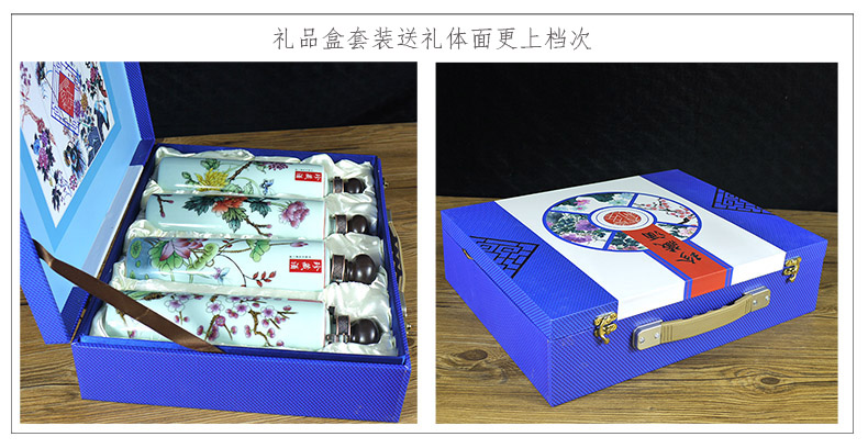 Jingdezhen ceramic 1 catty deacnter wine sealed flask straight spring, summer, autumn and winter suit the empty bottles of wine gift box