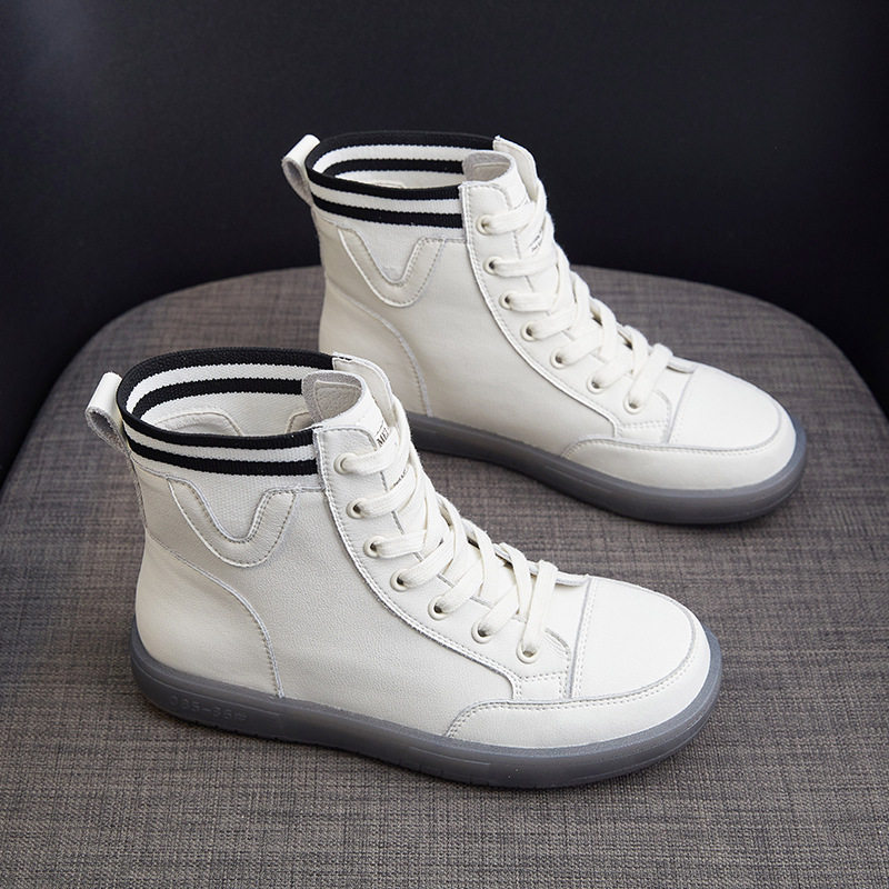 Foreign trade high-top shoes women's tendon bottom women's shoes soft bottom wool mouth leather broken size small white shoes women's factory leather bag shoes