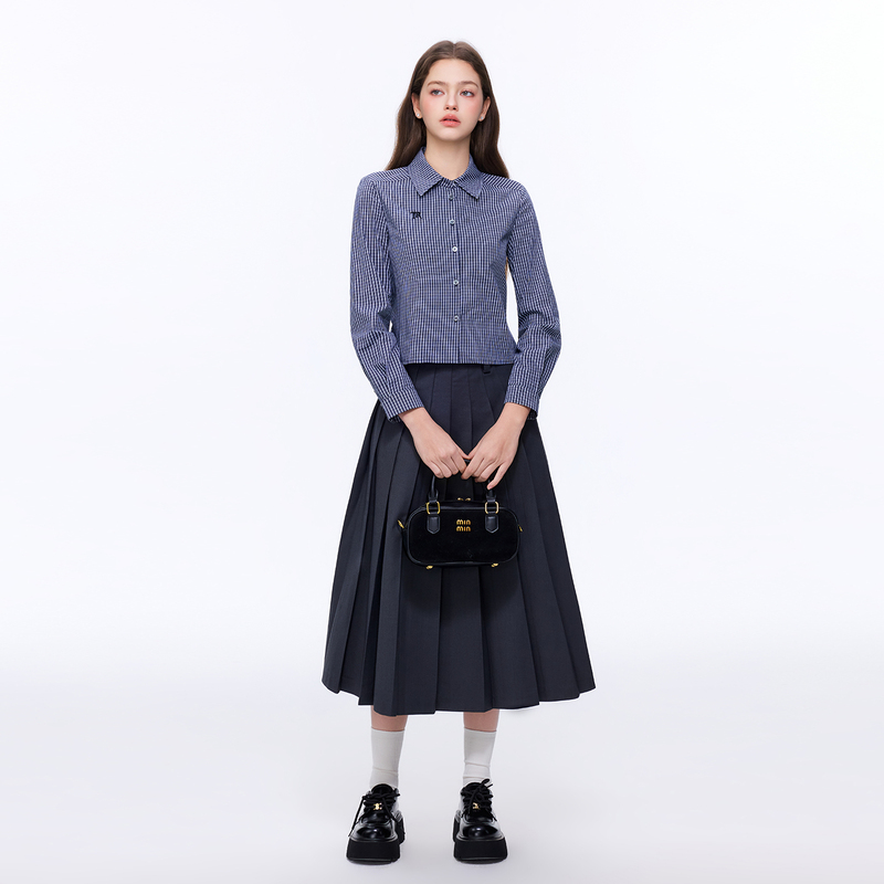 Trtmao Original Embroidered Blue Plaid Shirt 2026 New Women's Waist-Slimming Top Shirt Jacket Trtmao Original Embroidered Blue Plaid Shirt 2026 New Women's Waist-Slimming Top Shirt Jacket