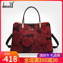 Dan Xilu leather womens bag 2020 new fashion Camellia Dai Fei bag middle-aged shoulder messenger bag cowhide bag