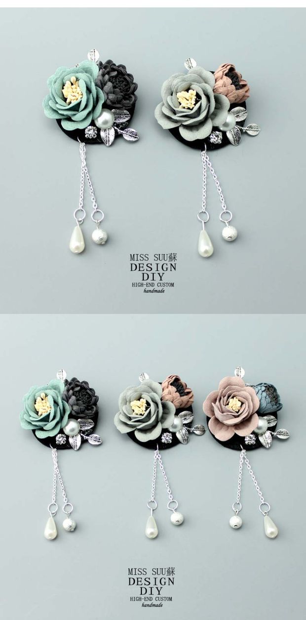 Corsage vải hoa hợp kim ngọc trai trâm cài áo sơ mi nữ thanh lịch Hàn Quốc với phụ kiện Nancheng old dream huy hiệu cài áo sang chảnh