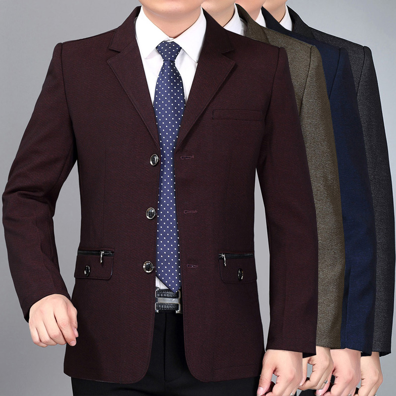 春秋装30中年35到40男人45上衣服50夹克西装外套55多几岁60爸爸穿