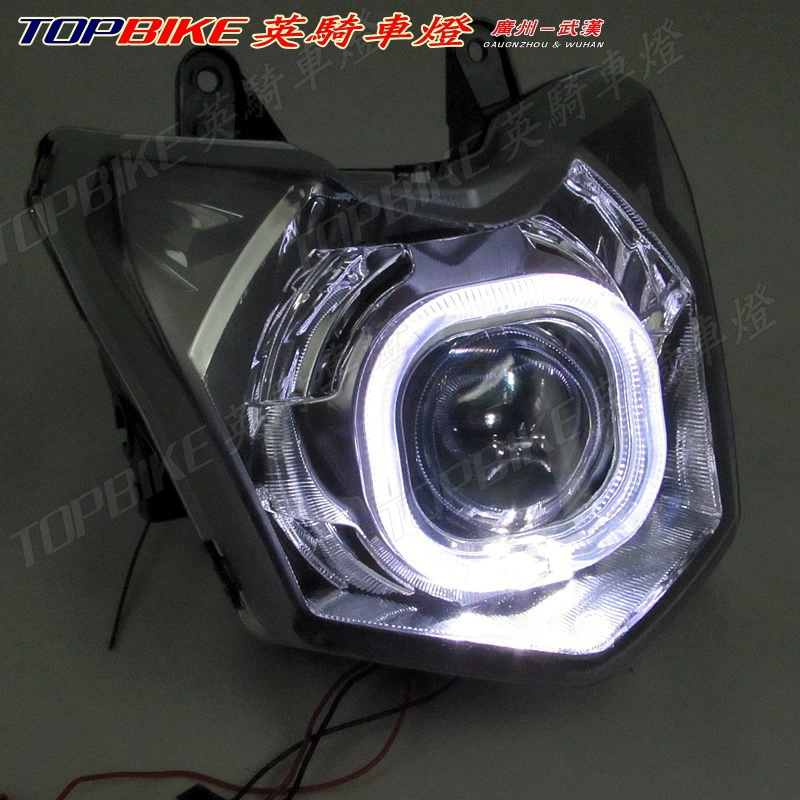 Cụm đèn pha Yamaha Tianjian 150 sửa đổi Đèn xenon YB150 Đèn pha LED thấu kính Tianfal JYM125-3G - Đèn xe máy