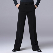 Loose mens Latin pants modern dance wide-leg pants ballroom dance straight-leg dance pants black childrens and adult practice pants