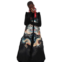  Cloud decoration totem original womens clothing autumn and winter cotton horse clip ethnic style old embroidery plate gold group Longjia cotton personality sleeveless vest