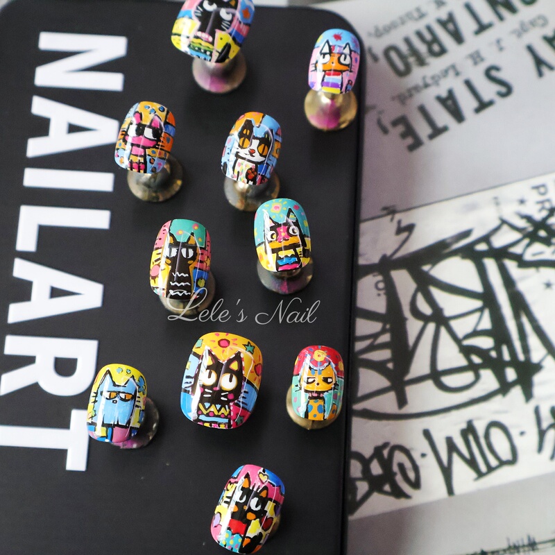 【Lele】Graffiti Illustration of a Large Army of Cats, Purely Hand-Drawn Cartoon Kittens Wearing Short Nails and Manicure 【Lele】Graffiti Illustration of a Large Army of Cats, Purely Hand-Drawn Cartoon Kittens Wearing Short Nails and Manicure