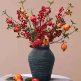 Новогодние красные фрукты, фрукты удачи, искусственные цветы, украшение из искусственных цветов для гостиной, новоселье, фрукты, украшение из сушеных цветов, украшение ведра с благословением