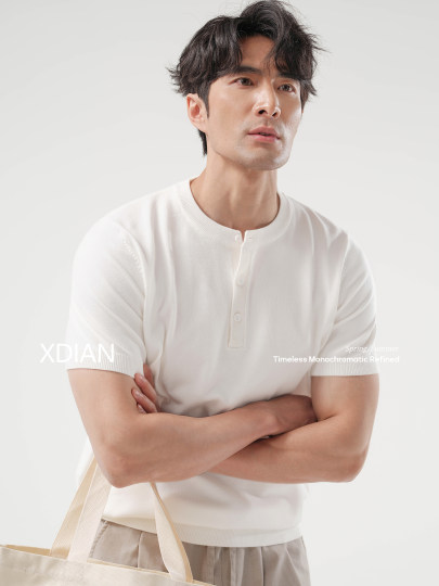 Men's Luxury New High-Stretch Silk Knit Short-Sleeve T-Shirt, Breathable Summer Top