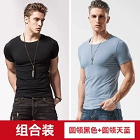 Круглая шея черная + круглое небо небо синее (базовая модель T067)