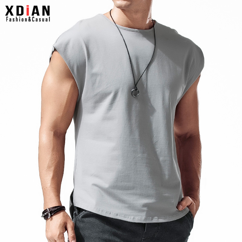 Men's Sleeveless T-Shirt, Loose Fit, Sports Fitness Vest, Cut Sleeves, Summer Men's Clothing, American Style Wide Shoulder Tank Top