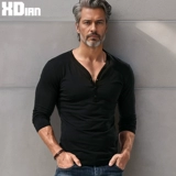 Футболка, демисезонный тонкий хлопковый лонгслив, V-образный вырез, в обтяжку, облегающий крой