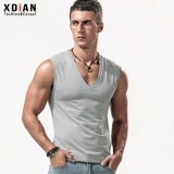 Спортивный жилет для спортзала, летняя футболка без рукавов, V-образный вырез, облегающий крой, в обтяжку