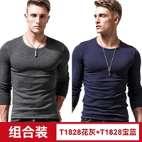 T1828 цветочный серый + T1828 синий сапфир [плюс бархат]