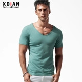 Хлопковая черная летняя футболка с коротким рукавом, облегающий крой