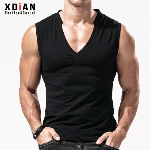 Спортивный жилет для спортзала, летняя футболка без рукавов, V-образный вырез, облегающий крой, в обтяжку