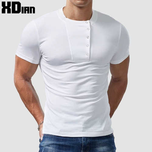 Хлопковая футболка с коротким рукавом, ретро базовая приятная телу пряжка, в обтяжку, облегающий крой