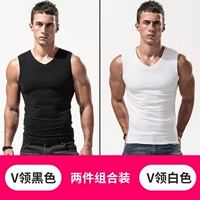 Черный, белый, V-образный вырез