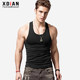 Workers vest men's pure cotton sports fitness tight column summer bodybuilding training elastic two -lested sweater shirt