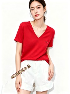 Short-Sleeved T-Shirt 2026 Summer New Product Contains Linen, Cool Feeling, 3A Antibacterial, V-Neck, Loose H-Shaped Mbf2Teet14