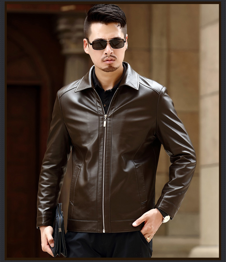 2018 mùa thu và mùa đông nam Hained leather leather kinh doanh da cừu giản dị áo khoác gió nam cao cấp